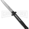 AKC 9" Tactical Leverletto Black Automatic Knife - Satin Flat Grind -Grindworx Shop akc large leverletto black satin cm large