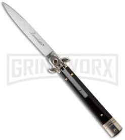 AKC 9" Leverletto Dark Horn Automatic Knife - Flat Grind