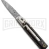 AKC Classic 6" Lever Lock Dark Horn Automatic Knife - Damascus Plain -Grindworx Shop akc mini ll dh dam large