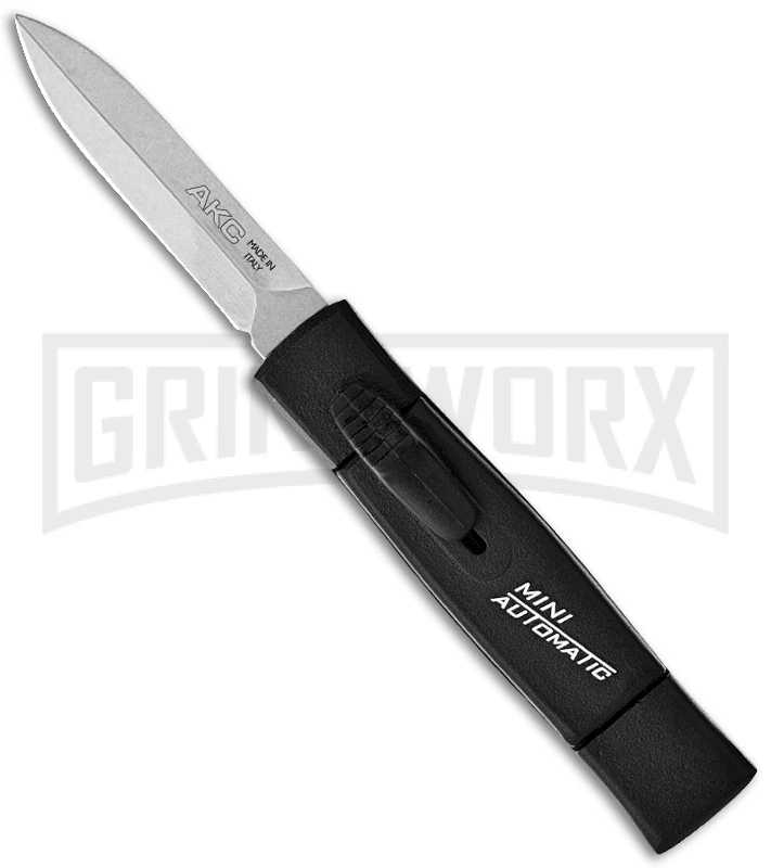 AKC Minion Concord Black OTF Automatic Knife - Dagger Satin Plain AKC Minion Concord Black OTF Automatic Knife - Dagger Satin Plain -Grindworx Shop akc minion mini automatic otf bhq 50710 jr large