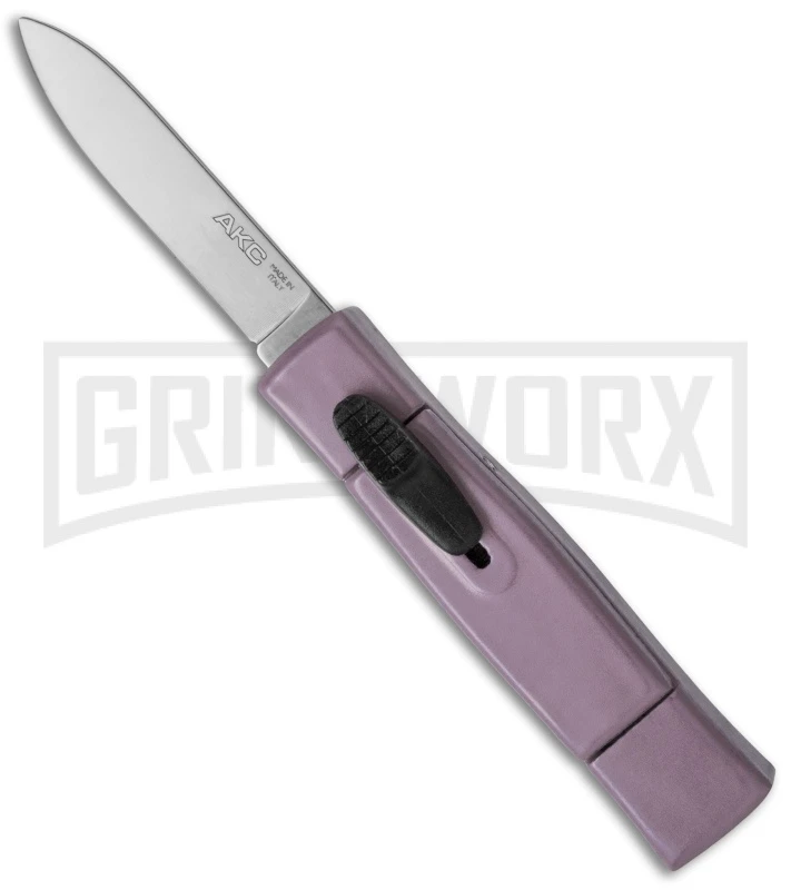AKC Minion Concord Purple OTF Automatic Knife - Satin Plain AKC Minion Concord Purple OTF Automatic Knife - Satin Plain -Grindworx Shop akc minion satin flat purple BHQ 36362 dl large