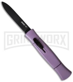AKC 077 Purple OTF Automatic Knife - Black Flat