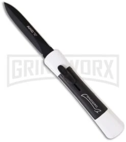 AKC Concord White/Black OTF Automatic Knife - Dagger Black Plain