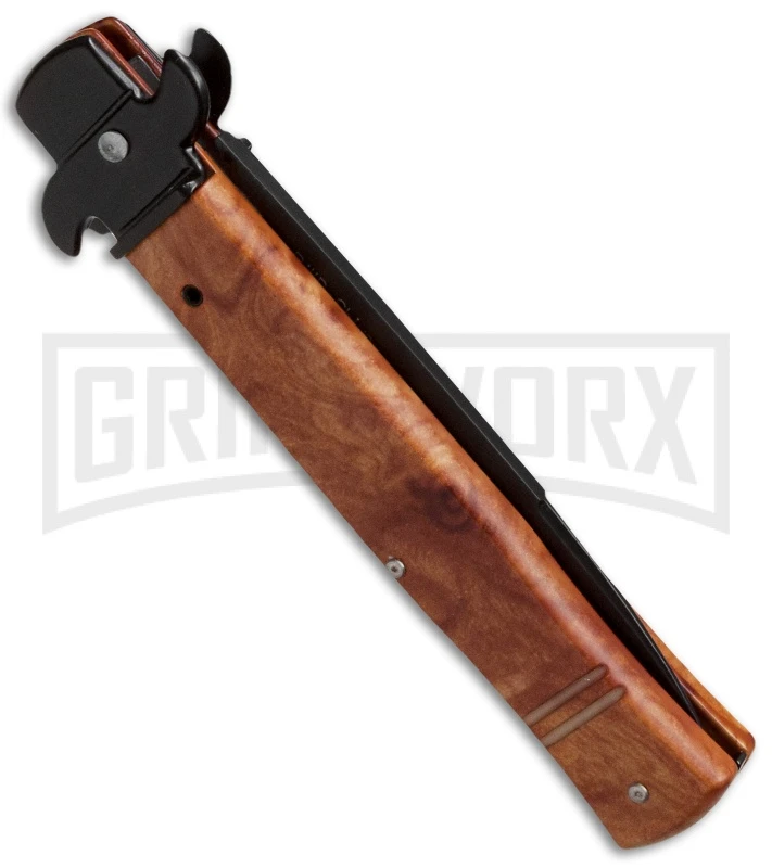 AKC Bill DeShivs Tactical Sim Briar Leverletto Automatic Knife - Black Plain AKC Bill DeShivs Tactical Sim Briar Leverletto Automatic Knife - Black Plain -Grindworx Shop akc sim briar leverletto bayo side large