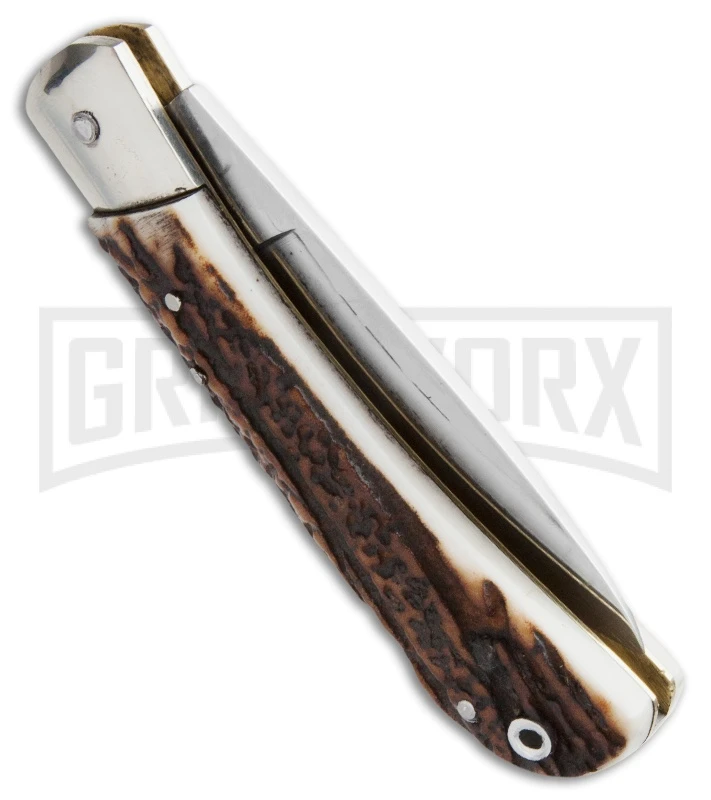 AKC Speed Hunter Stag Horn Automatic Knife - Polish Plain AKC Speed Hunter Stag Horn Automatic Knife - Polish Plain -Grindworx Shop akc speed hunter stag horn polish side large