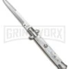 AKC 9" Italian Stiletto White Pearlex Automatic Knife - Bayonet -Grindworx Shop akc stilletos 9in white bayo akc large