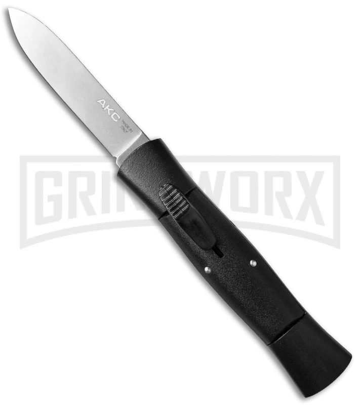AKC Stubby Black OTF Automatic Knife - Polish Plain AKC Stubby Black OTF Automatic Knife - Polish Plain -Grindworx Shop akc stubby black large