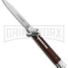AKC 9" Leverletto Cocobolo Wood Automatic Knife - Flat Grind -Grindworx Shop large leverletto cocobolo large