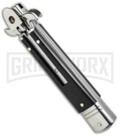 AKC Bill DeShivs 7.5" Leverletto Ebony Wood Automatic Knife - Flat Serr -Grindworx Shop leverletto ebony serrated bottom cm large