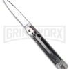 AKC 7.75" Slimline Lever Lock Dark Horn Automatic Knife - Bayonet -Grindworx Shop skm 7 75in slimline lever love dark horn large