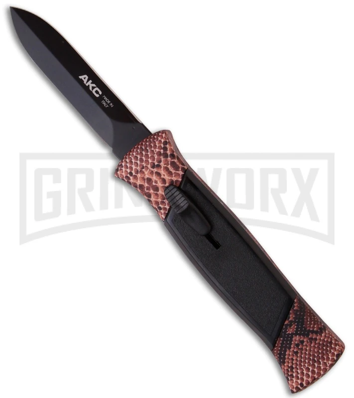 AKC 777 Blackfinger Snake OTF Automatic Knife - Dagger Black Plain AKC 777 Blackfinger Snake OTF Automatic Knife - Dagger Black Plain -Grindworx Shop snake blackfinger large